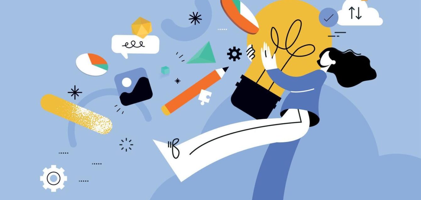 20410746-illustratie-van-creativiteit-innovatie-creatief-werkwijze-creatief-ontwerp-uniek-idee-creatief-concept-voor-web-banier-sociaal-media-banier-bedrijf-presentatie-afzet-materiaal-vector