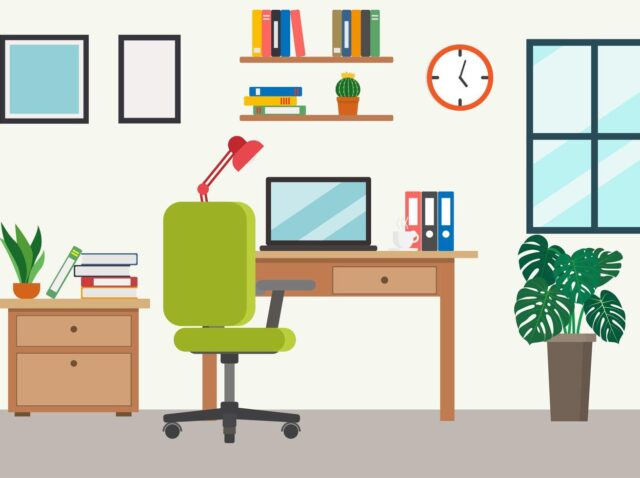 964035-platte-cartoon-stijl-thuiskantoor-vector 964035-platte-cartoon-stijl-thuiskantoor-vector